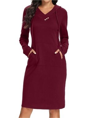 KIMMERY Burgundy Hooded Long Sleeve Knit Dress XL